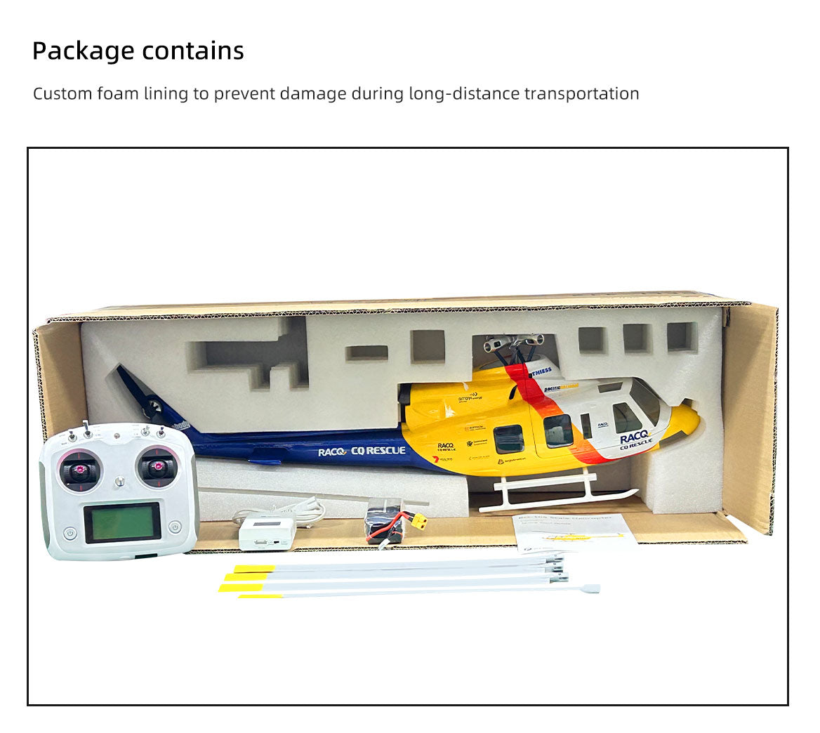 Bell 412 Four-Blade RC Helicopter – GPS, 3D Acro, 810mm Rotor
