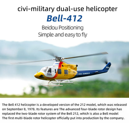 Bell 412 Four-Blade RC Helicopter – GPS, 3D Acro, 810mm Rotor