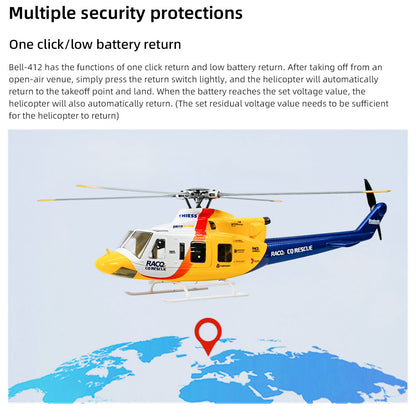 Bell 412 Four-Blade RC Helicopter – GPS, 3D Acro, 810mm Rotor