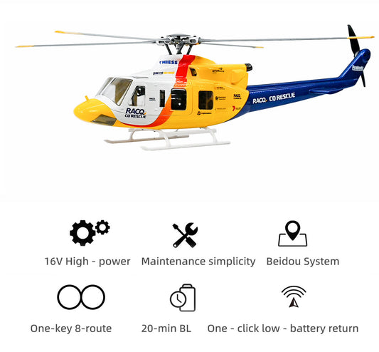 Bell 412 Four-Blade RC Helicopter – GPS, 3D Acro, 810mm Rotor