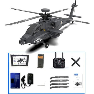 RC Vanguard YXZNRCF11-S 1:32 AH-64 Apache Scale 2.4G 6CH GPS Altitude Hold Optical Flow Positioning 5.8G FPV Camera Dual Brushless Motor Flybarless RC Helicopter RTF